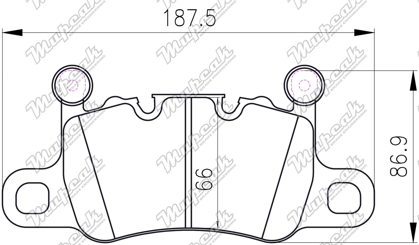 Mupeak MP600 Brake Pads - PORSCHE 991 911 GT3 w/o PCCB Rear - D1740
